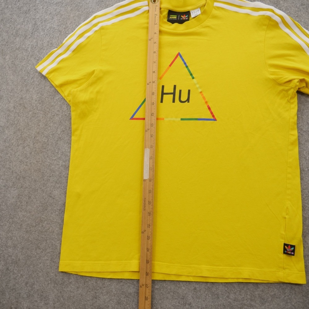 Adidas x Pharrell Williams Top Womens Medium Yellow Shirt Hu Human Graphic Print - Picture 7 of 11